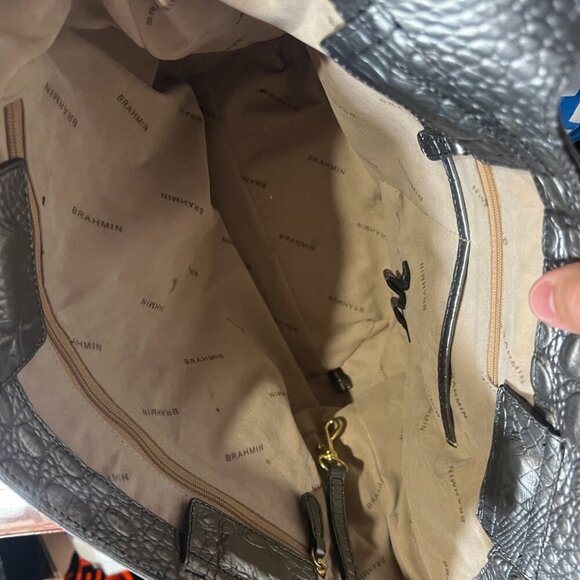 Brahmin Raffia Bag Crocodile Embossed Light Blue - Picture 11 of 12